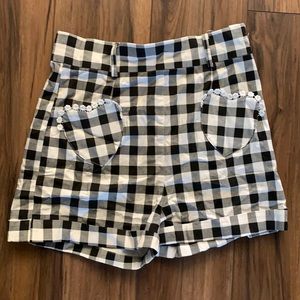 Collectif high waisted plaid black white shorts